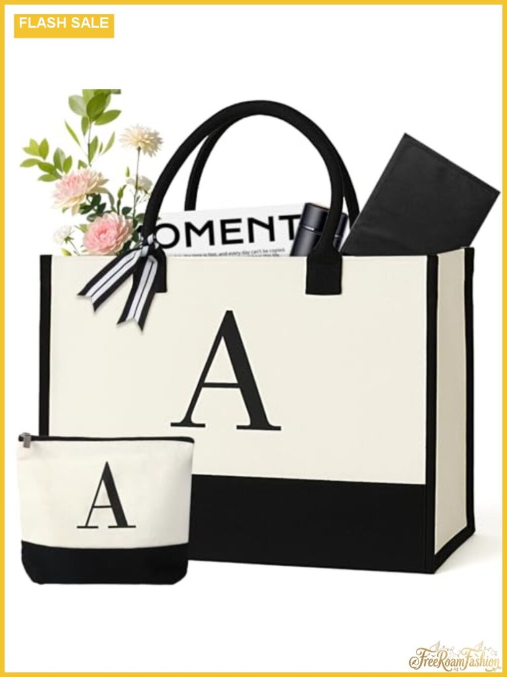 Canvas Tote Bag Monogrammed Gift Waterproof Roomy for Women